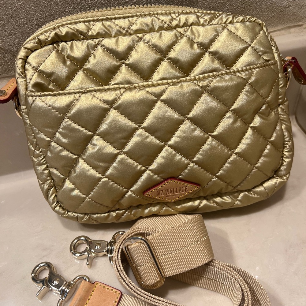 MZ Wallace Gold Quilted Crossbody Bag - Picture 2 of 4